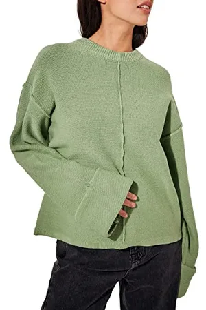 NA-KD Sweter z dzianiny ze składanym rękawem, jadeitowy, XS, , XS