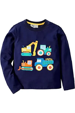 LITTLE HAND Koszula chłopięca z długim rękawem, sweter dla dzieci, Traktor Dinozaur Top dla chłopców 1-7 lat