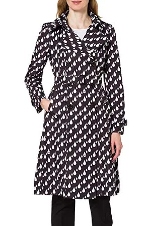 Moschino Miłość Moschino Waterproof Canvas Long Trench Coat Allover Drops Print Płaszcz Damski, , 46