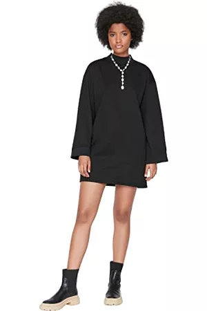Trendyol Kobieta Sukienki Dzienne - Czarna sukienka z dzianiny z golfem TWOAW23EL00567, Czarny, XL