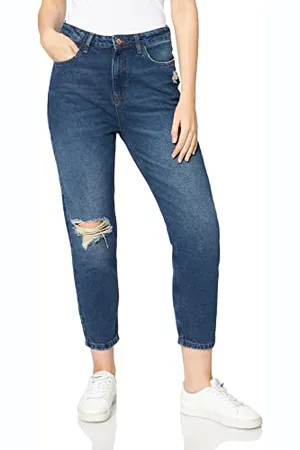 New Look Damskie jeansy atramentowe Rip Mom Slim | #591 Slim Jeans, niebieskie (niebieski wzór), 10