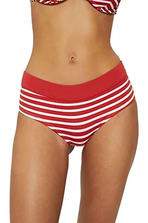 ESPRIT Kobieta Szorty Bikini - Recykling: Szorty hipsterskie w paski, czerwony, 44