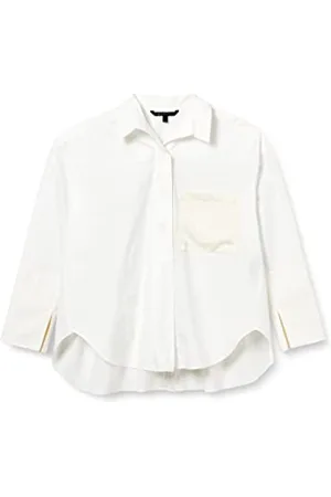 Armani Exchange Damska kieszeń z przodu, Snap Fastener, Back Metal Plate Logo Blouse, Optic White, Extra Small