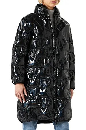 Moschino Damskie długie wyściełane logo Thermo Quilted Nylon z kapturem, , 44