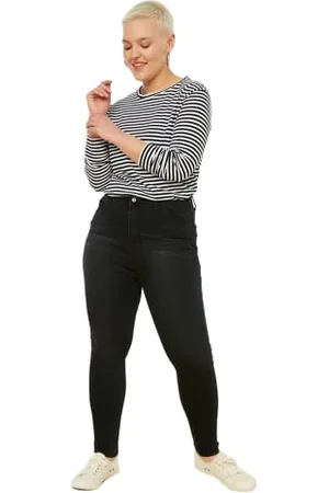 Trendyol Damskie dżinsy plus size z wysokim stanem skinny fit plus size, , 72