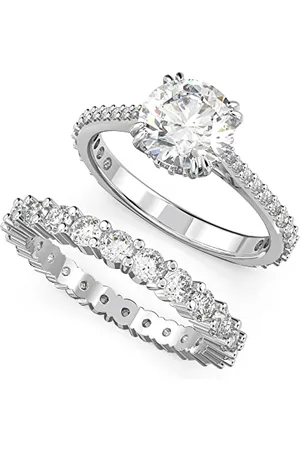 Swarovski Pierścionek Constella, Zestaw (2), Szlif princess, , Powłoka z rodu