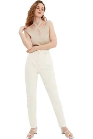 Trendyol Damskie dżinsy z normalnym stanem Skinny Fit Mom, , 60