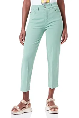 Moschino Moschino Damskie spodnie z wysokim stanem, krój regularny, ze streczu, Lyocell Gabardine, , 28 PL
