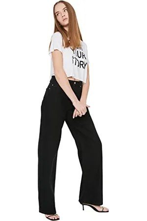 Trendyol Damskie dżinsy High Wade Wide Noga, , 42