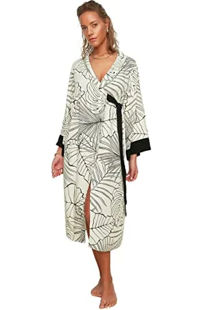 Trendyol Duży liść kimono i kaftan z motywem kobiet, , M