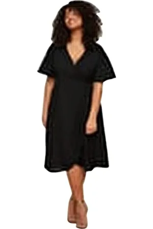 Trendyol Damska plus size midi zawijana luźna tkana sukienka plus size, , 72