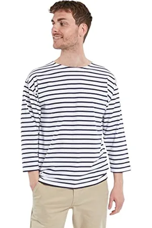 Armor.lux Męski Beg Meil T-Shirt, Blanc/Navire, XS
