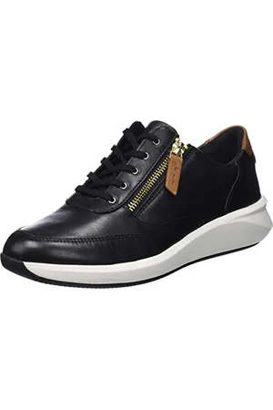 Clarks Damskie buty sportowe Un Rio Zip Sneaker, Black Leather, rozmiar 36 UE