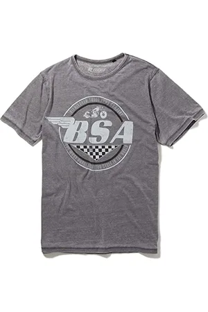 Recovered Clothing Koszulka motocyklowa BSA - nadruk z logo skrzydłami - szary - oficjalnie licencjonowany - styl vintage, ręcznie drukowany, męski/unisex, Wielokolorowy, S