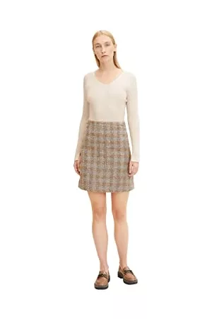 TOM TAILOR Damska spódnica 1032547, 30283-Structured Boucle Check Design, 34