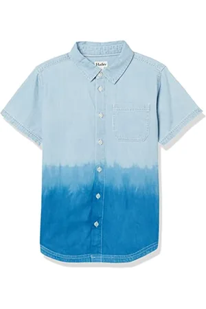 Hatley Chłopięca koszulka z krótkim rękawem z guzikami T, denim Dip Dye, 5 lat