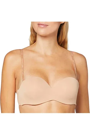 Emporio Armani Damski biustonosz Basic Bonding z mikrofibry bez ramiączek, dopasowany biustonosz, formowany, Nude Różowy, 80C