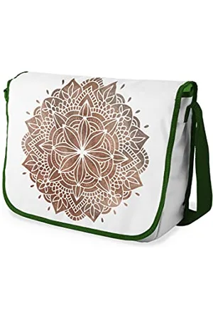 Bonamaison Torba szkolna z nadrukiem cyfrowym z paskiem khaki dla uczniów, torba crossbody, torba kurierska, torba na ramię do szkoły, na powrót do szkoły, wymiary: 29 x 36 cm, , 29x36 cm