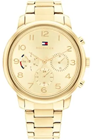 Tommy Hilfiger Analogowy wielofunkcyjny zegarek kwarcowy dla kobiet ze złotą bransoletką ze stali nierdzewnej - 1782525, , bransoletka