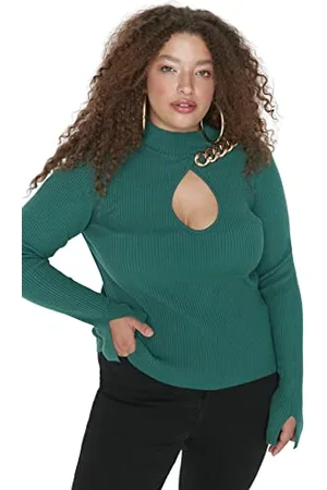 Trendyol Damska bluza TBBAW23AN00120/Zümrüt Yeşili, szmaragdowa zieleń, 3XL, , 3XL