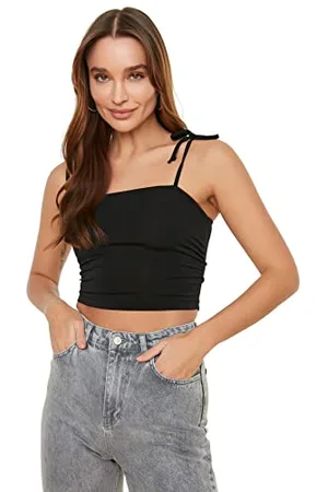 Trendyol Damski regularny bodycon okrągły dekolt tkany stanik, , M