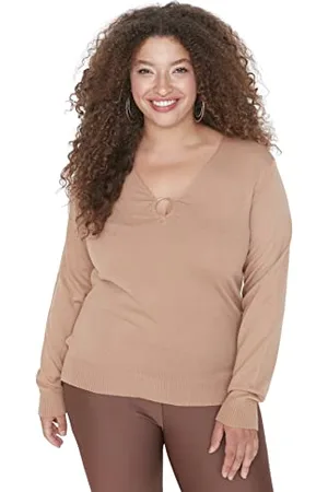 Trendyol Damska bluza TBBAW23AN00111/Camel, XXL, , XXL