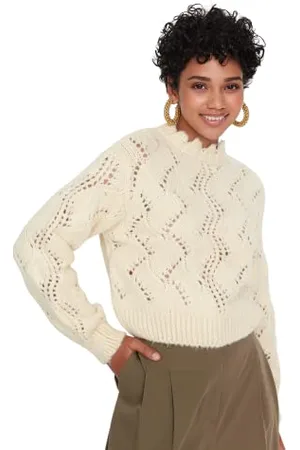 Trendyol Damski sweter z dzianiny o regularnym kroju z okrągłym dekoltem, , S