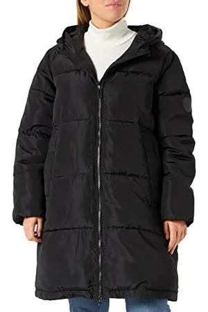 Cream Kaff Curve Damska Plus Size Puffer Kurtka Płaszcz Longline Hooded, Black Deep, 44