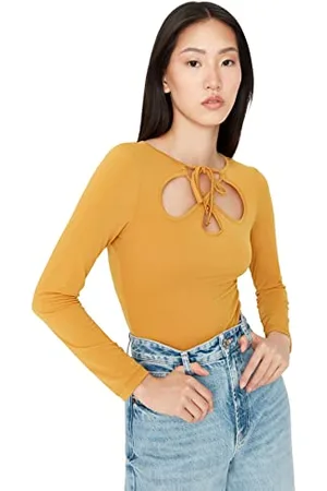 Trendyol Damska damska regularna standardowa koszula z dzianiny typu halterneck, , XL, , XL