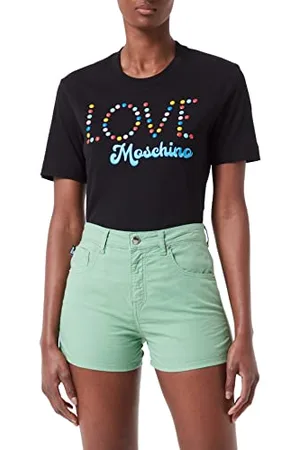 Moschino Damska bawełniana koszulka z logo Jersey z Varnished Round Studs, , 38