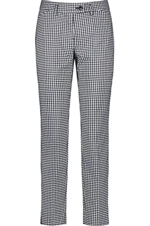 Taifun Damskie spodnie 7/8 z Vichy w kratkę, slim peg leg, spodnie rekreacyjne, skracane w kratkę, długość 7/8, lekko skrócone nogawki, , 34 Kr�tki