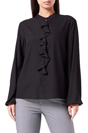 Cream Damska koszula z długim rękawem Ruffled Bluzka, Pitch Czarna, 36