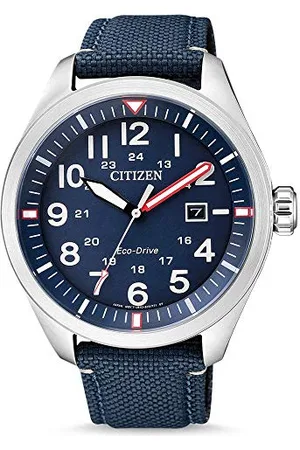 Citizen Męski analogowy zegarek kwarcowy Eco-Drive Aviator z nylonowym paskiem, , sport