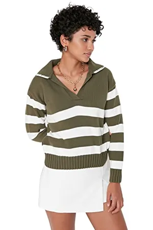 Trendyol Damska bluza z kapturem z dekoltem w serek, , M, , M
