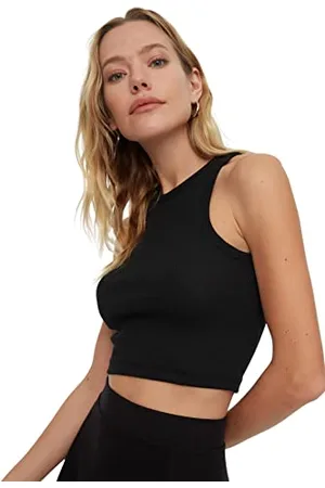 Trendyol Frau Basics podkreślający figurę Basics dekolt z uchwytem z dzianiny podkoszulek, , S