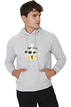 Trendyol Męska bluza z kapturem, retro, regularny, , S