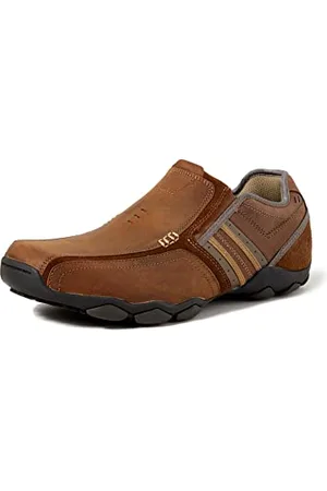 Skechers Mokasyny męskie Zinroy o średnicy, ciemnobrązowa skóra, 41 EU