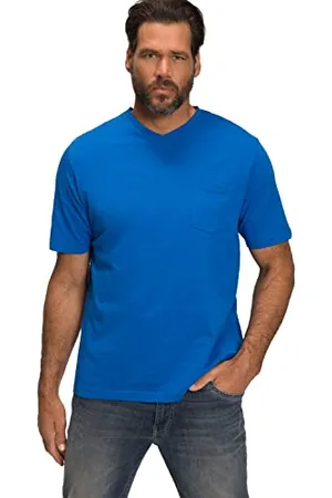 JP 1880 Męski, Koszulka Basic, Półrękawy, Dekolt w Serek, Flammjersey, do 8 XL, , L
