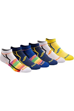 Saucony Męskie skarpety męskie, 6 par, komfortowe dopasowanie, bez pokazu, z siateczki, komfortowe dopasowanie, nie pokazują, Bright Assorted (6 par), Shoe Size: 8-12