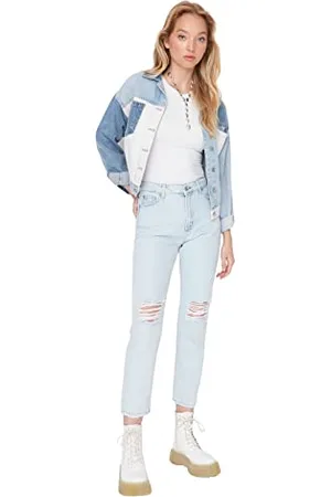 Trendyol Damskie dżinsy TWOAW23JE00152/Açık Mavi, jasnoniebieskie, 38, , 64