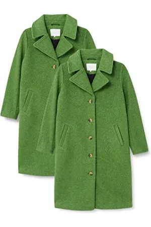 Cream Kobieta Kurtki za Kolano - Kaffe Curve damska Plus Size Coat Longline kurtka klasyczna Knee długość buttoned, karczocha zielona, 52