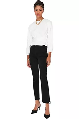 Trendyol Kobieta Bootcut i Dzwony - Damskie jeansy Flare, czarne, 38, Czarny, 64
