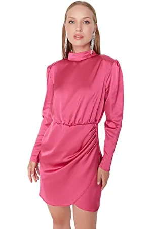 Trendyol Damska mini sukienka wieczorowa typu Wrapover Regular Woven, , 32