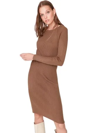 Trendyol Damska sukienka z dzianiny Midi Bodycon, , S