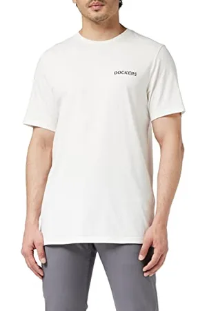Dockers T-shirt męski z logo, Biały papier + sztyft, S