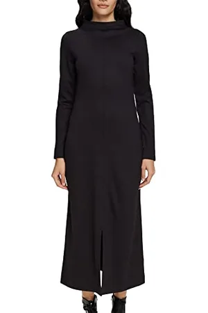 ESPRIT Sukienka midi z dekoltem w łódkę, czarny, M
