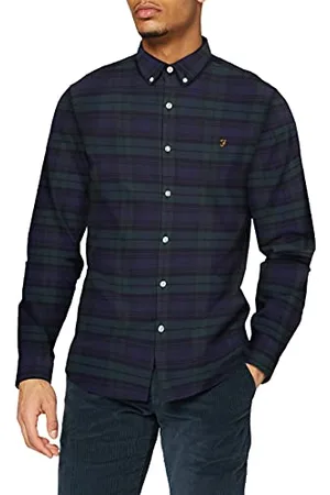 Farah Mężczyźni Brewer Slim Fit Koszula Sportowa, Pine, M