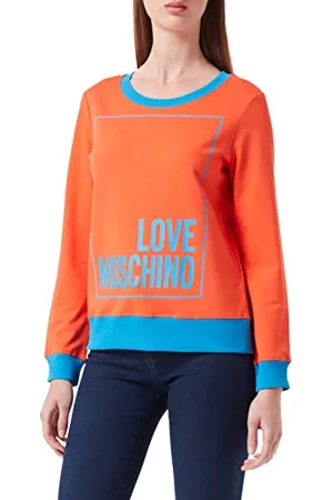 Moschino Damska bluza z logo Box Print and Color Contrast Ribs, Red Blue, 42