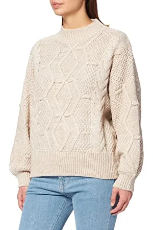 Object Damski sweter OBJKAMMA Cable Knit NOOS Sweter Silver Gray/Szczegóły: Melange, XS