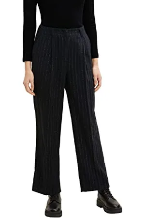 TOM TAILOR Damski Lea Straight Fit spodnie materiałowe w paski 1034219, , 42W / 32L